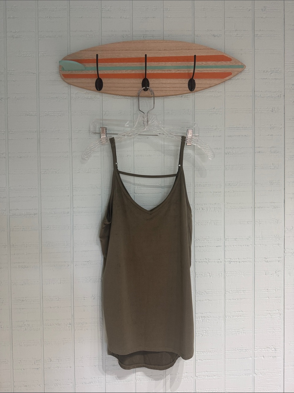Shyanne Olive Green Faux Suede Spaghetti Strap Tank